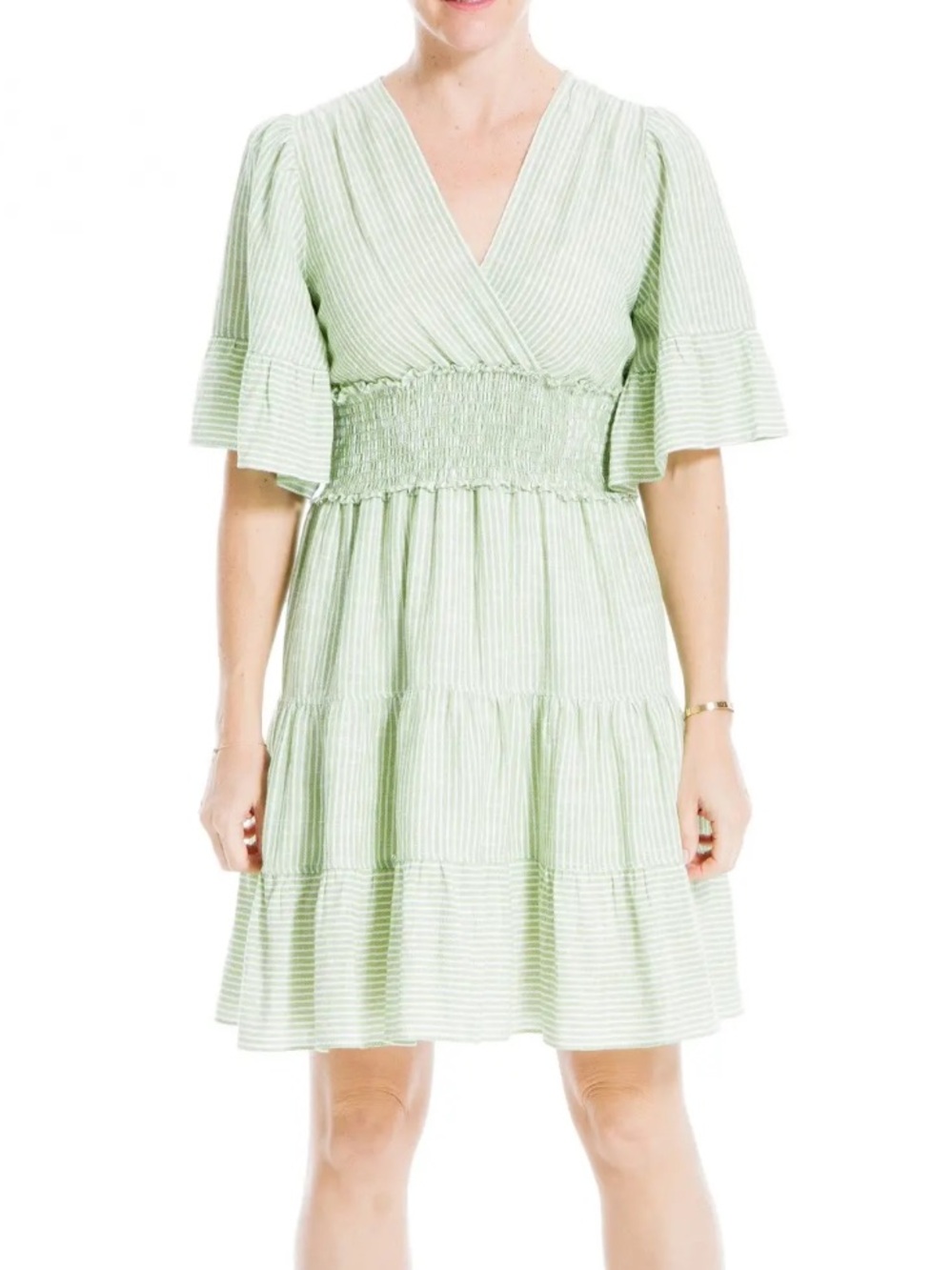 MaxStudio light green smocked waist dress